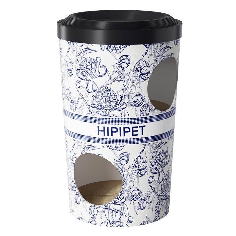 Casa de gato de tres capas, té con leche, nido para gatos, tabla de agarre para gatos, cubo de té con leche, papel corrugado resistente al desgaste, juguetes para gatos, suministros para evitar mascotas