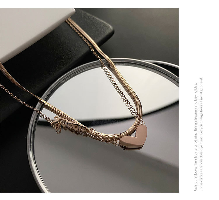Letter, Heart Shape Pattern Women'S Gender Fashion Style Vacuum Plating Real Gold Plated 18K Gold Rose Gold Plated Silver Plated Letter Heart Shape 304 Stainless Steel Fashion Waterproof Non Tarnish Titanium Steel Layered Necklaces