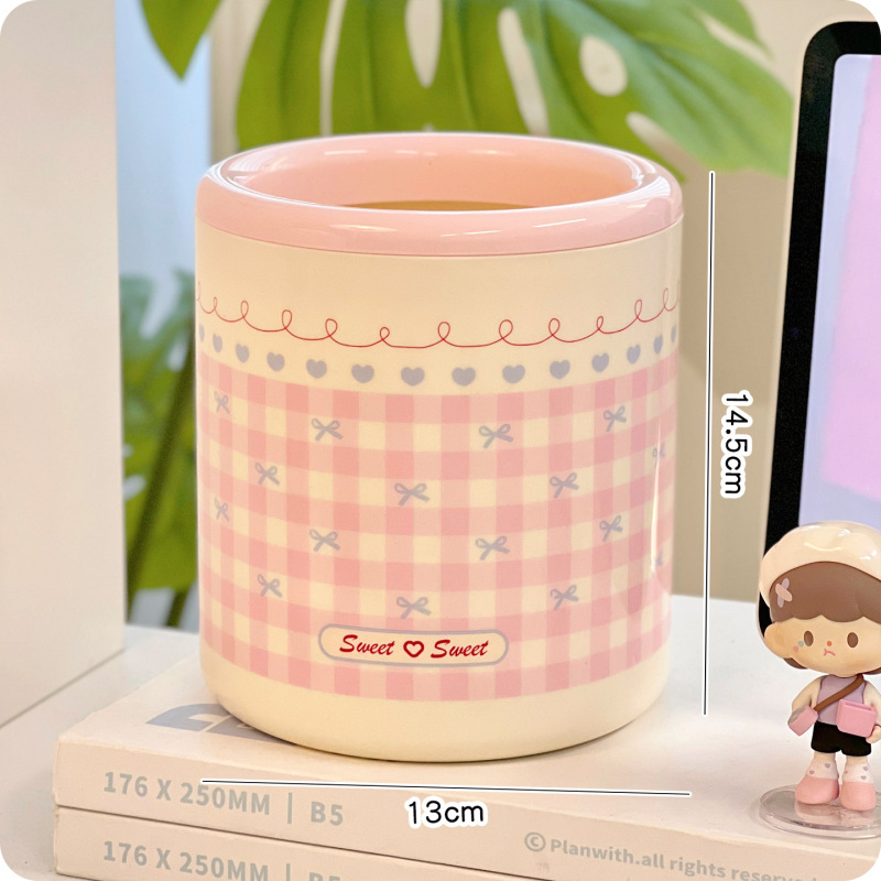 かわいい寮のデスクトップゴミ箱イン大容量高価値ドーパミン寝室リビングルーム蓋なし紙バスケット家庭用|undefined