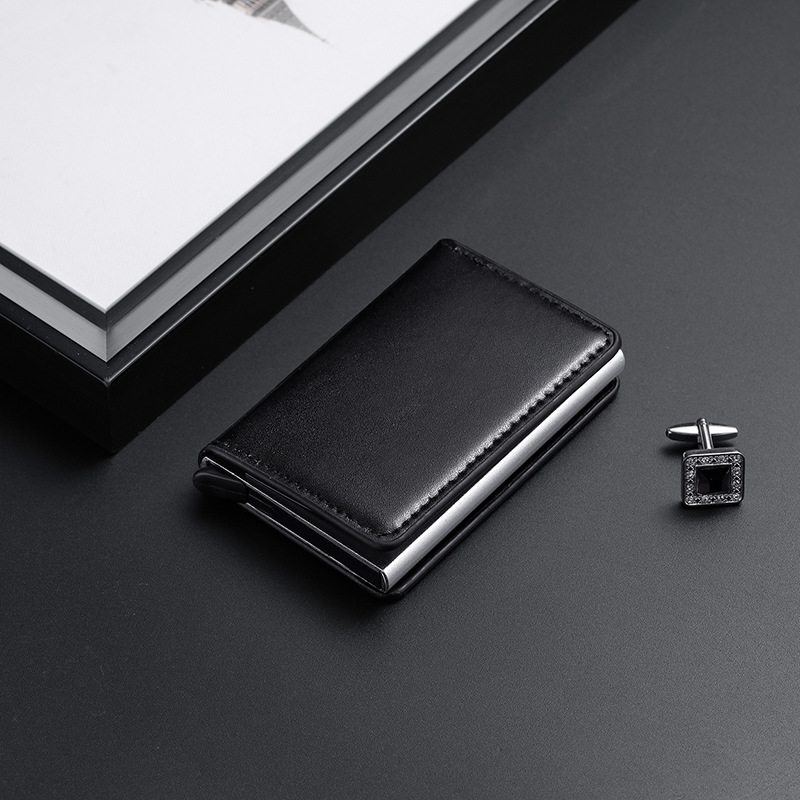 Paquete de tarjetas de posición de tarjeta múltiple para hombre, cepillo antirrobo, paquete de tarjeta de crédito flash automático RFID, caja de metal de aleación de aluminio, juego de tarjetas, clip de tarjeta