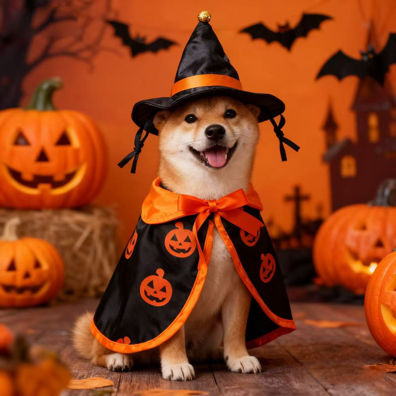 Sombrero de capa de Halloween para mascotas transfronterizas, perro pequeño y mediano, ropa de perro Teddy Corgi, manto de transformación para mascotas