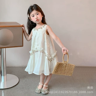 女童夏装背心连衣裙2025新款洋气儿童民族风沙滩裙女孩休闲裙子