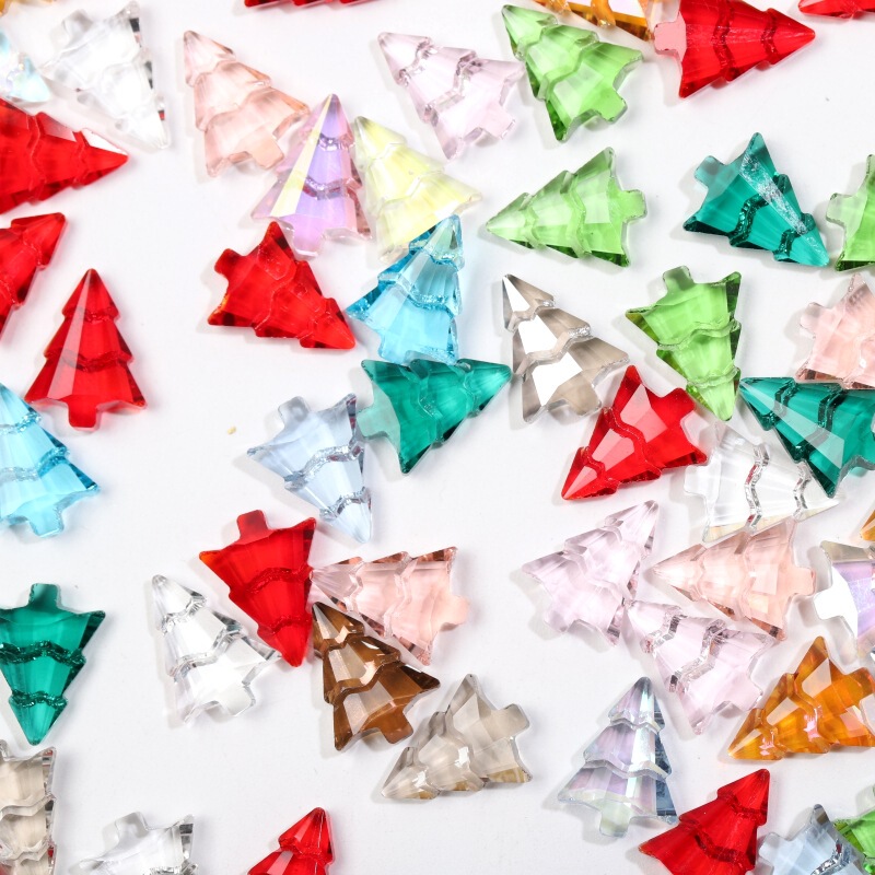 The bottom of the Christmas series nail drill glass colored Christmas tree patch three-dimensional nail ornaments nail drill wholesale