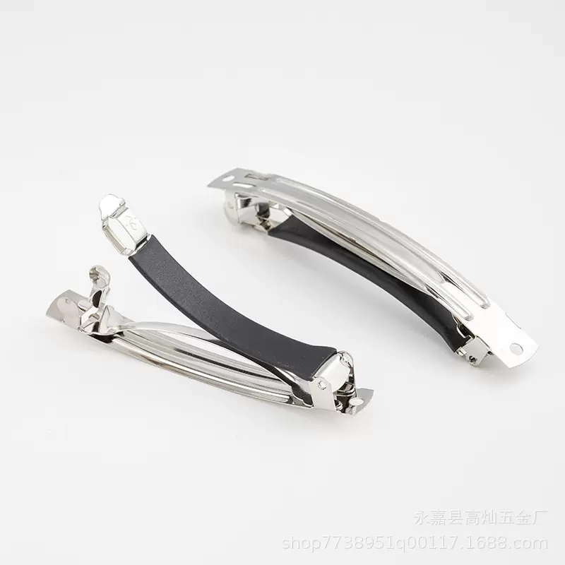 韩版三片式单卡套皮弹簧夹 一字发夹 蝴蝶结发卡饰品配件钢夹发饰