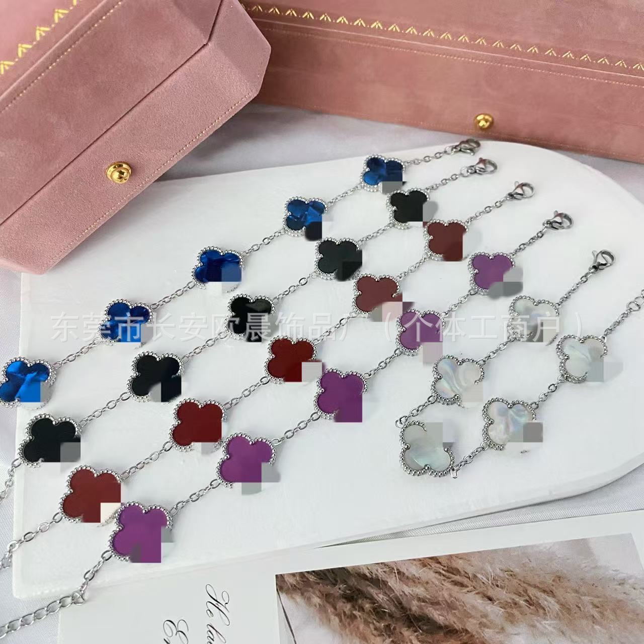 Four-Leaf Clover 15mm Five-Flower Bracelet for Women Double-Sided New Trendy Hand Jewelry Titanium Steel Non-Fading Jewelry Fresh Design