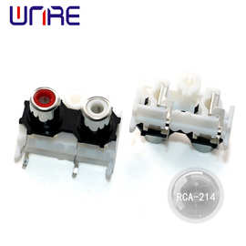 厂家批发红白2孔同芯插座rca-214带面板av莲花jack插座 免样