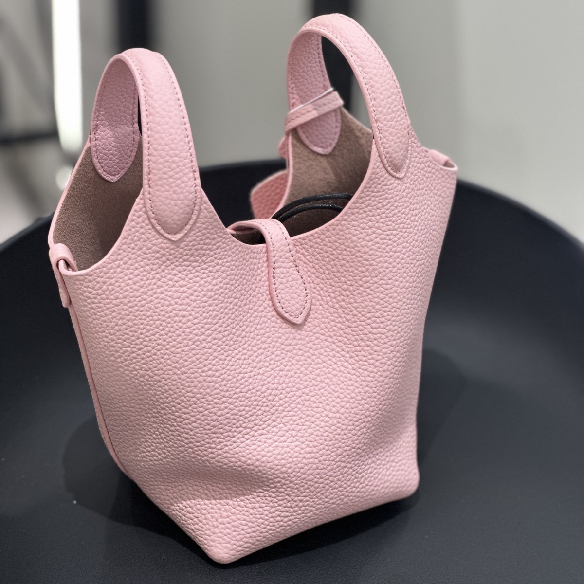 Raffia Basket 2025 Early Spring Style Lychee Pattern Large Capacity Simple Versatile Handheld Bucket Bag Handheld Mother-Daughter Bag