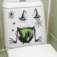 Customizable Halloween Witch Potion Spider Bathroom Toilet Paper Home Decor Wall Sticker Self-Adhesive Wholesale Cross-Border