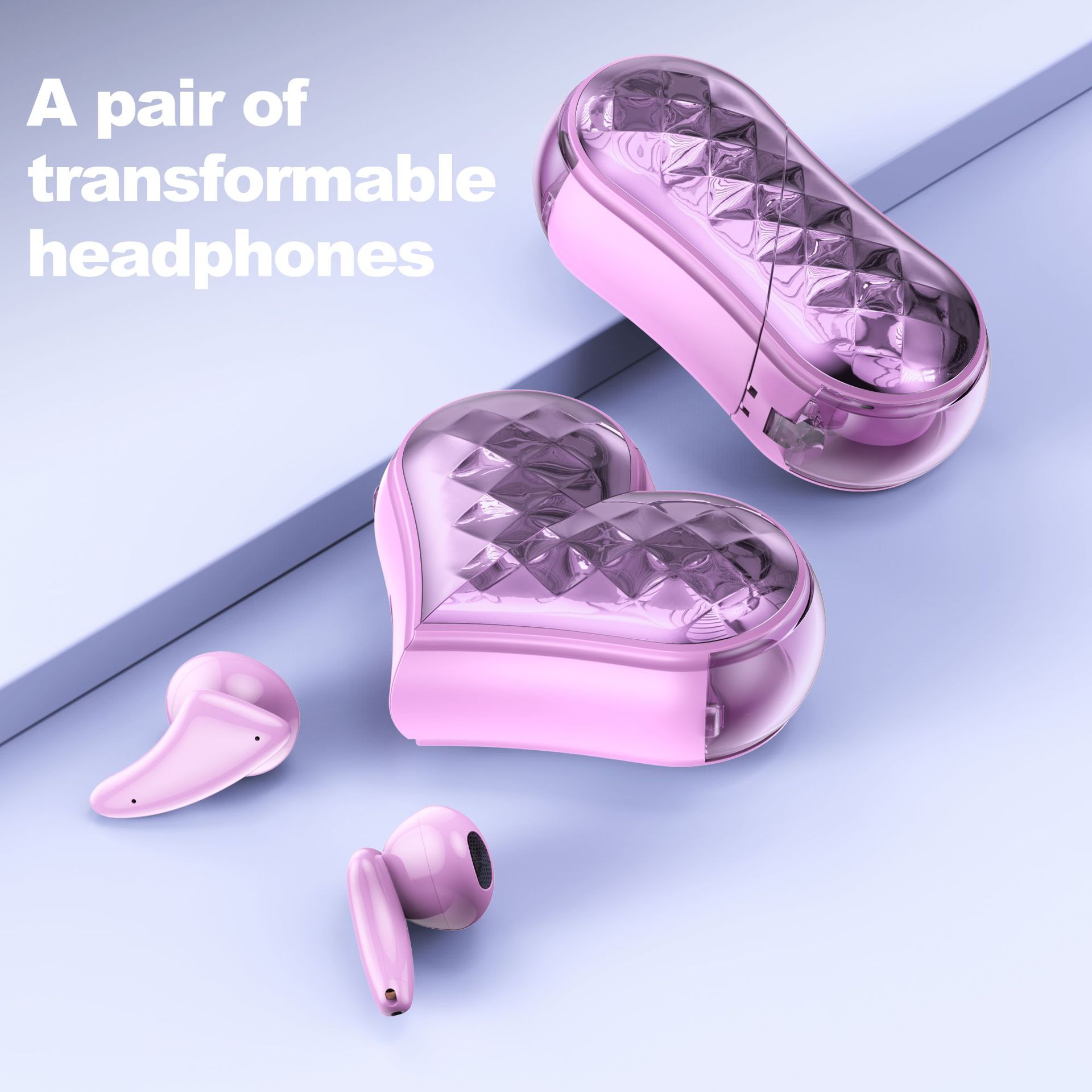 New Private Model Deformable Heart-Shaped Bluetooth Headset In-Ear Wireless Noise Reduction Cute Girls Rotating Decompression