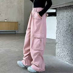 女の子の服装のズボンの春秋2025の新型の子供のファッションのクールな服装はズボンの女の子の大きい子供の秋のまっすぐな筒の広い足のズボンに乗ります。