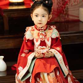 原创儿童汉服女童宝宝春秋高端明制云肩古装中国风唐装2025年新款