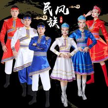 新款蒙古表演服女裝成人筷子舞服飾演出服男款舞蹈原鴻雁長裙袍