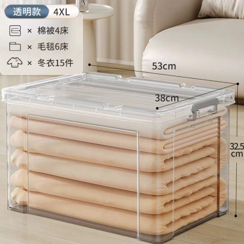 衣服玩具整理箱大容量透明收纳箱塑料收纳盒零食后备储物箱子闫光|undefined