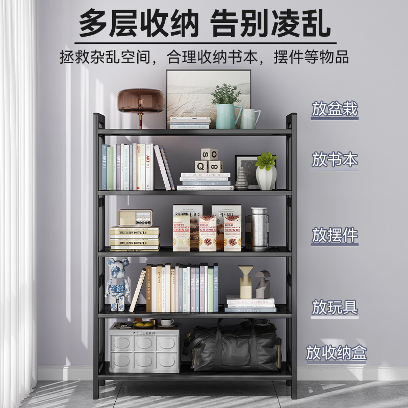 Estantería simple estante de apartamento pequeño Escritorio de piso de múltiples capas para el hogar de pared junto a un estante de almacenamiento de libros simple