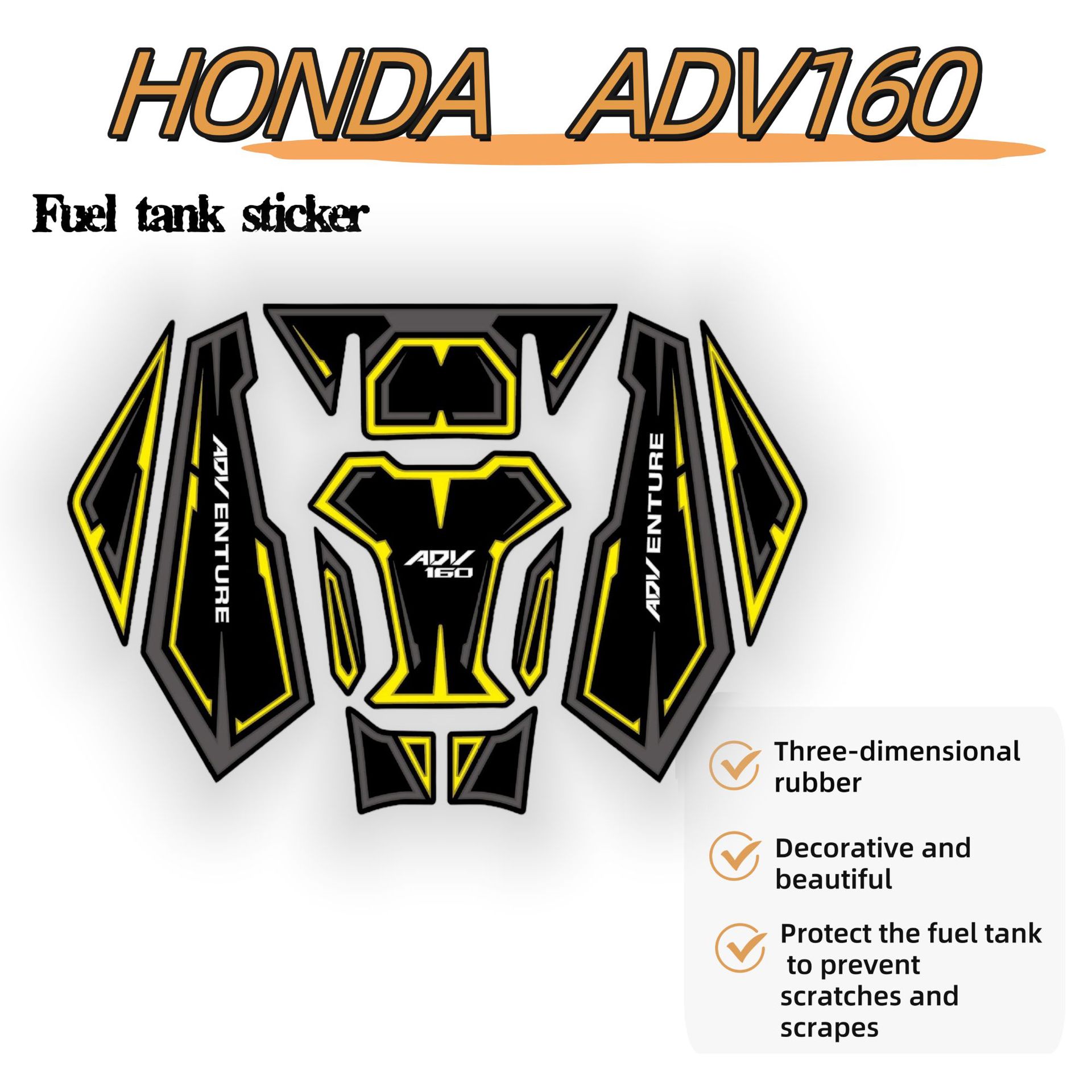 Suitable for Honda 22-24 Years Adv160 Motorcycle Modified Rubber Decorative Stickers Fuel Tank Stickers Cross-Border Factory Wholesale