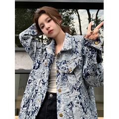 独特のフランス風の小さい香りの風のデニムのシャツの上着の女性の春秋の名媛の気質の高級なデザイン感の超美しい上着