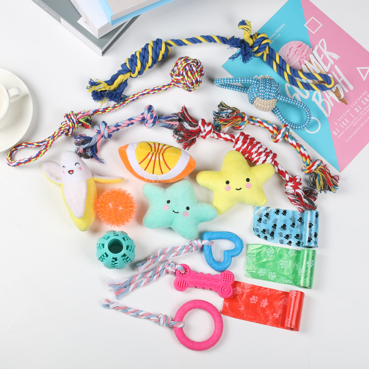 El popular juego de juguetes para la dentición de perros de Amazon, juguete de cuerda de algodón para mascotas, resistente a las mordidas, alivia el aburrimiento, suministra juguetes de autoentretenimiento.