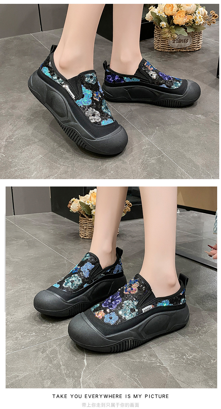 Women's Casual Floral Sequins Round Toe Casual Shoes display picture 10