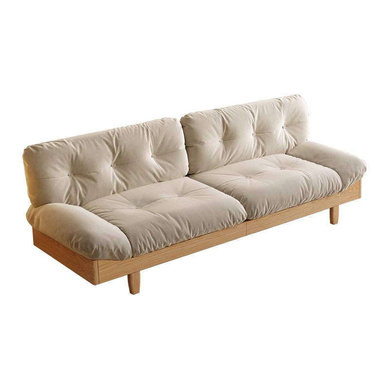 Sofá nubes de madera maciza japonesa sala de estar moderna simple madera de cera blanca color tronco pequeño tela doble triple