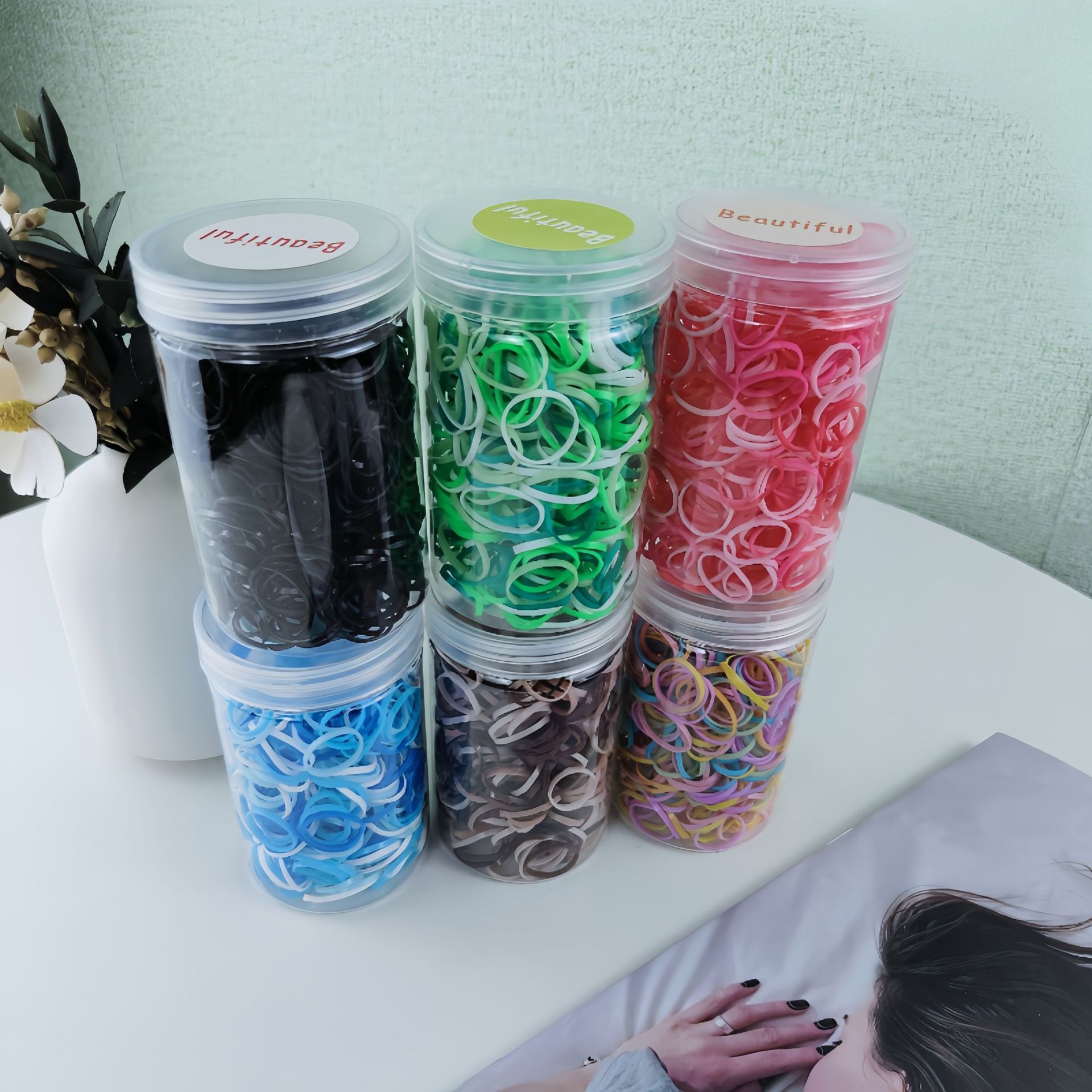Nuevos niños enlatados desechables banda de goma no lesionar joyas de anillo de cabello accesorios de alta elasticidad trenzada elástica banda de goma de cabello