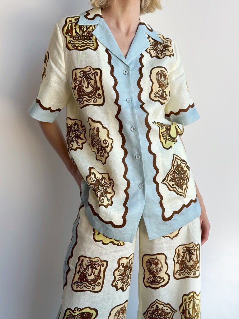 European American Cross-border 2024 New And Casual Fashion Versatile Linen With Suit Collar Shirt Set_ecoleips.com
