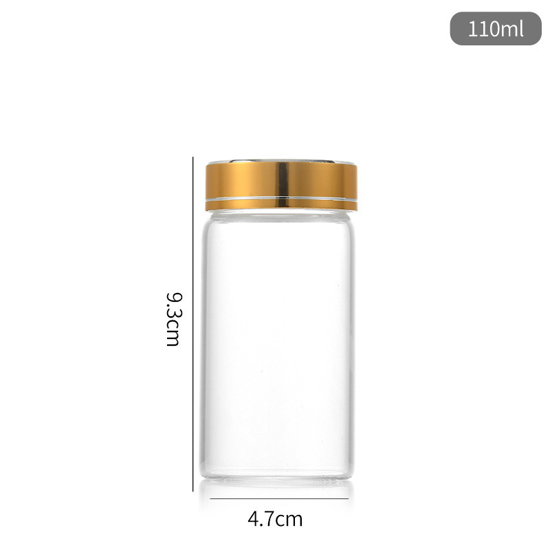 メーカー在庫あり 47mm ゴールドキャップガラスボトル 冬虫夏草沈香コントロールボトル 透明ガラス詰め替えボトル 空ボトル 密封缶|undefined