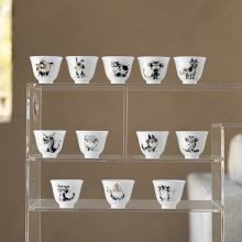 玉泥手绘十二生肖品茗杯陶瓷功夫茶杯中式家用喝茶杯子单杯主人杯