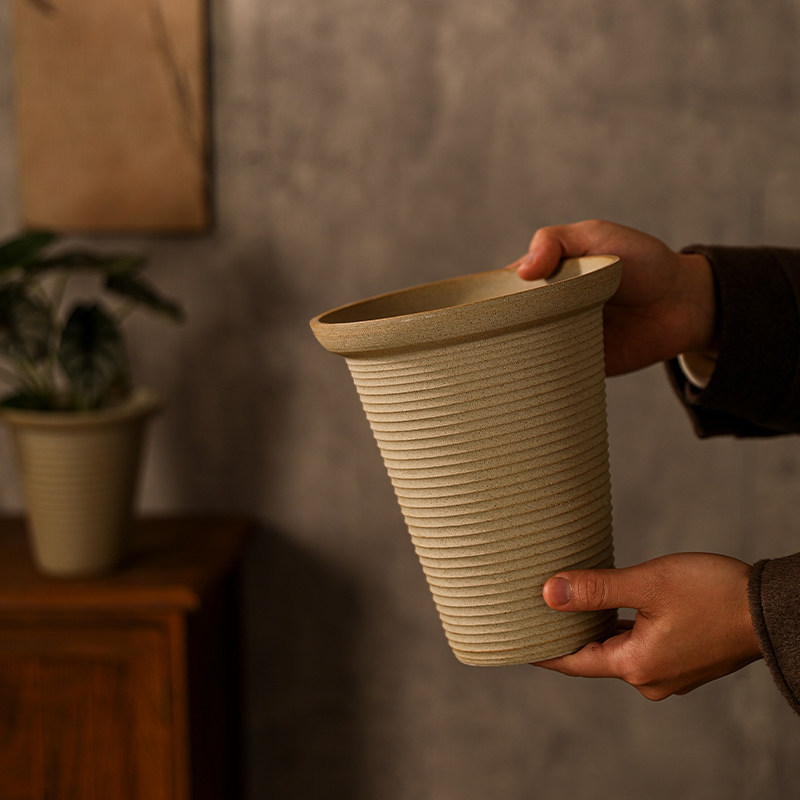 Jingdezhen Handmade Coarse Pottery Flower Pot, High-End Creative Indoor Tabletop Decoration, Breathable Vintage Caladium Flower Pot