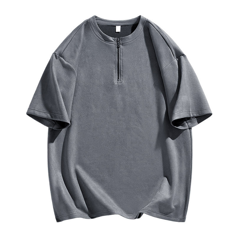 Camiseta de cuello redondo de camiseta de camiseta de manga corta de gamuz de moda de verano para hombres, camiseta de polo con semicirremela para niños, camiseta de camiseta de camiseta
