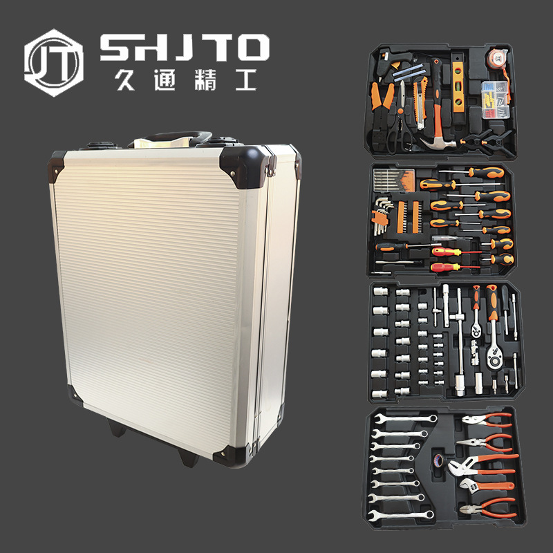 厂家销售 187件套工具套装家用手动工具汽修组合铝合金维修工具箱