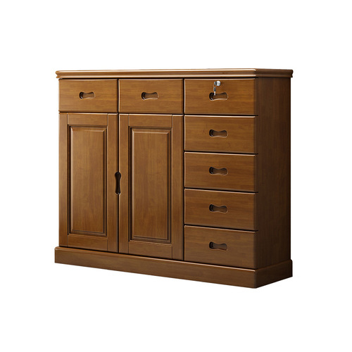 Chinese solid wood bedroom chest of drawers with doors, multi-functional assembly with lock, small storage cabinet, storage cabinet, vertical cabinet