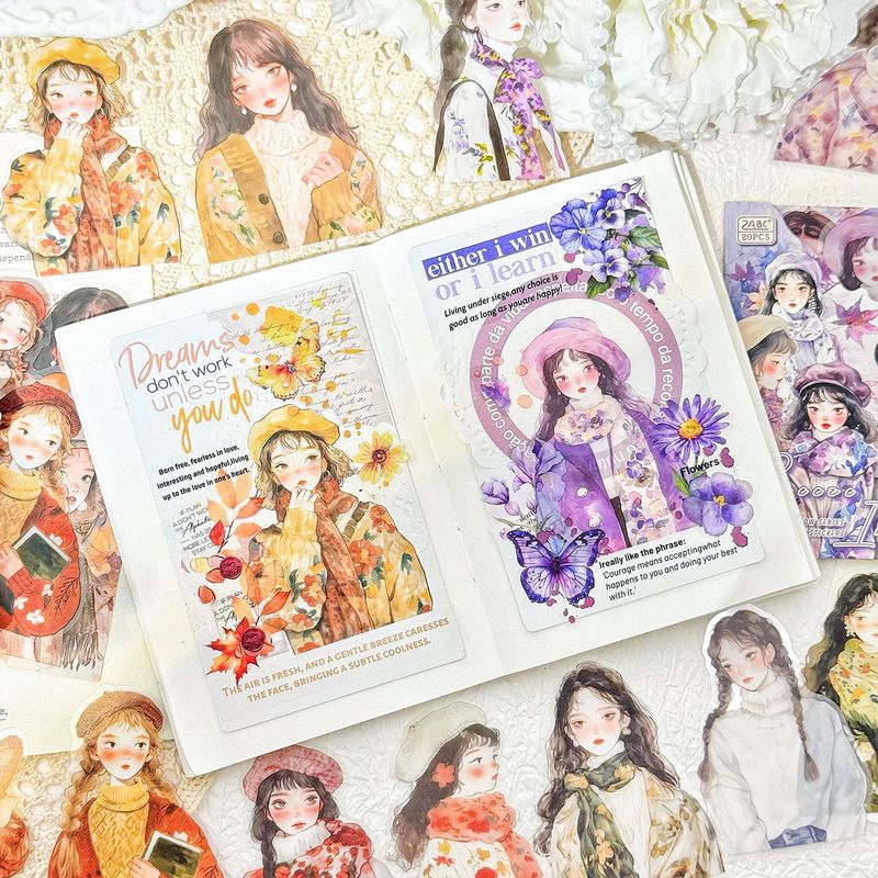 悦真PET贴纸包 柔风漫影系列 高颜值人物主题手账素材装饰diy贴纸|undefined