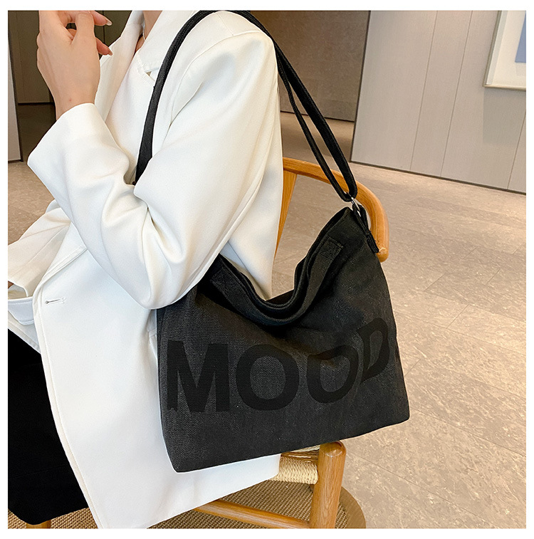Canvas bag, large-capacity crossbody, ins Korean version student tote bag, single-shoulder girls' tutorial bag, hand-held shopping bag undefined