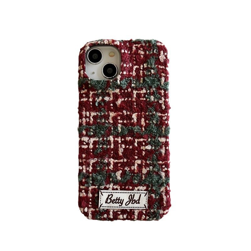 Suitable For IPhone 16 Pro Max Phone Case, -style Patterned Velvet Fabric, 15 Pro/16 Protective Cover, 13_voghion.com