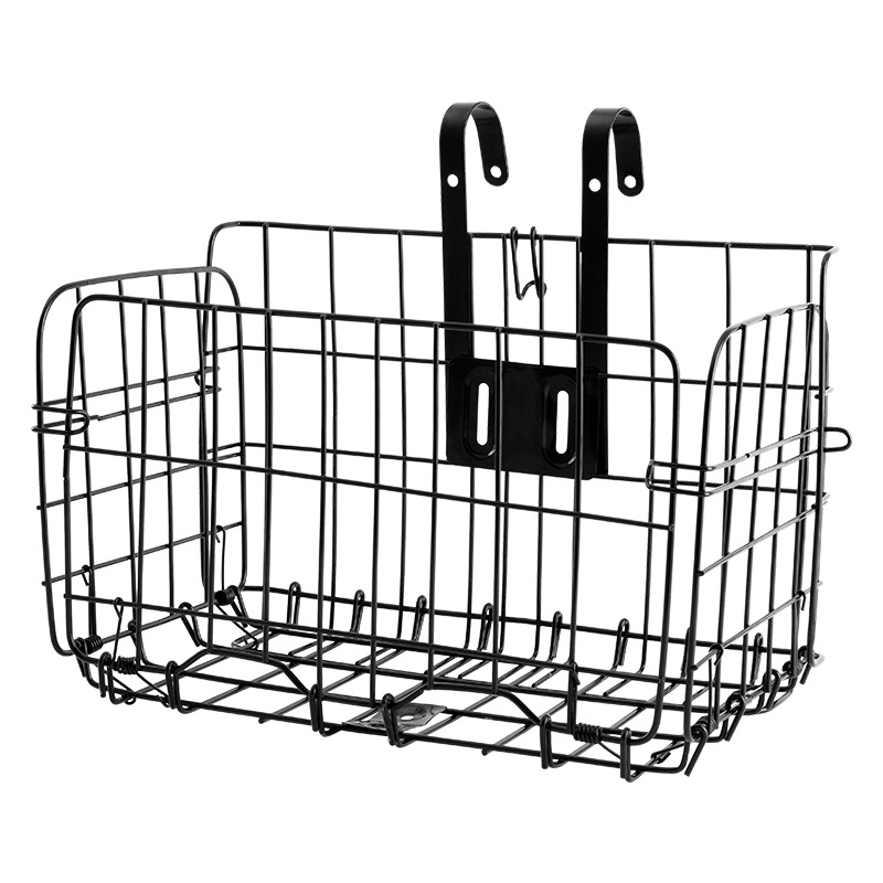 Bicycle front shelf, vegetable pet basket, thickened steel wire, large opening, and foldable hanging at the back_voghion.com