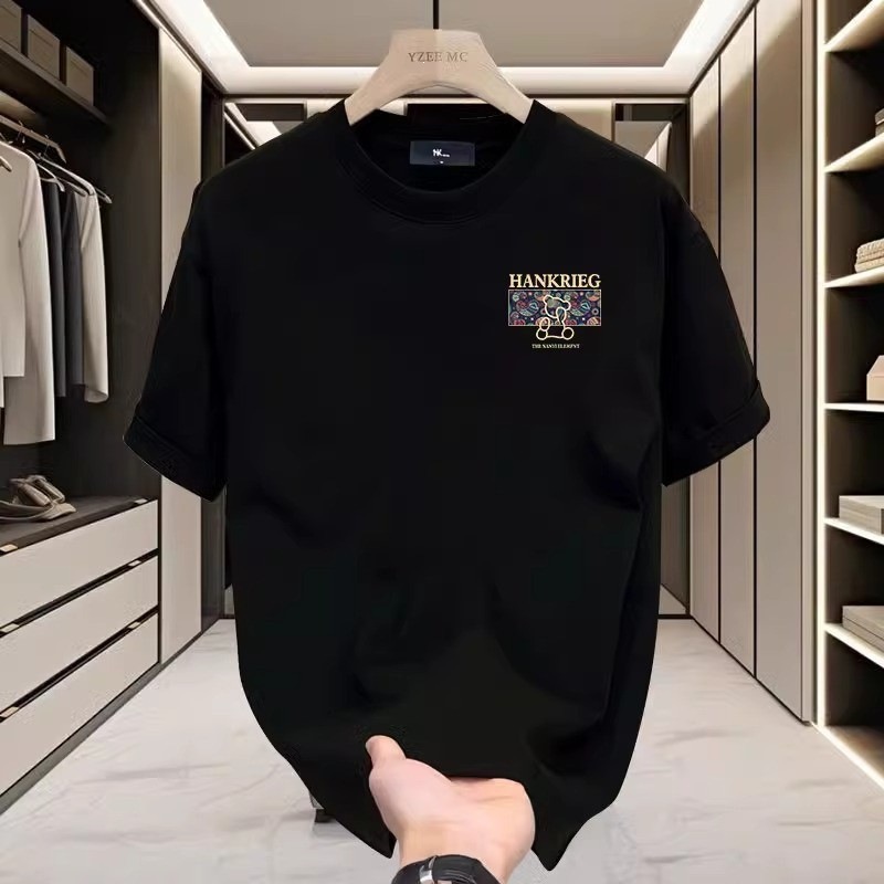 T-shirt da uomo oversized in cotone con grafica orso streetwear_voghion.com