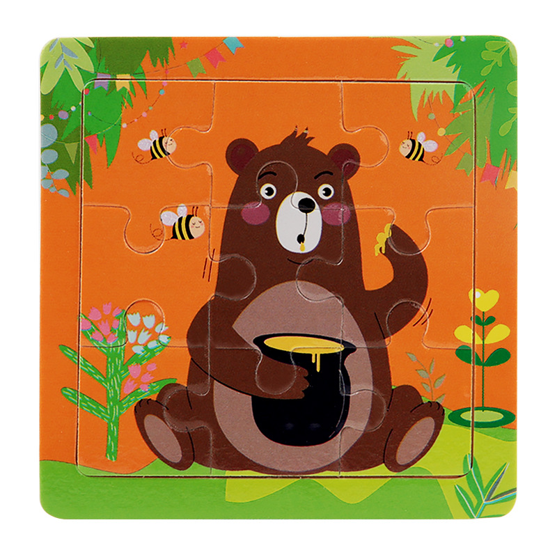 Puzzle infantil de madera mini 9 piezas puzzle puzzle puzzle animal de color pensamiento puzzle juguetes puzzle puzzle
