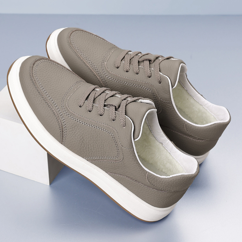 Piel de vaca de primera capa zapatos de algodón para hombres de invierno cuero genuino más terciopelo zapatos de cuero cálidos para hombres suela suave zapatos de hombre de superficie suave dos zapatos de algodón