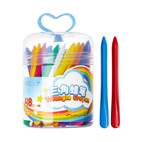 Triangle stick wax pencils that don't stain hands, children's non-stick paintbrushes for kindergarten art, Touch mark triangle stick wax pencils