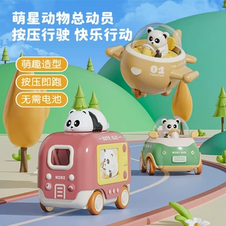 一件代发儿童按压男女孩滑行小汽车回力卡通飞机大巴小轿车玩具车