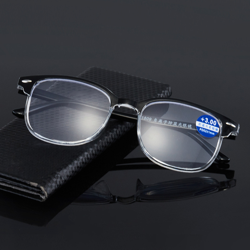 Anti-blue light reading glasses new stall supply middle-aged and elderly reading glasses half frame reading glasses factory wholesale men and women