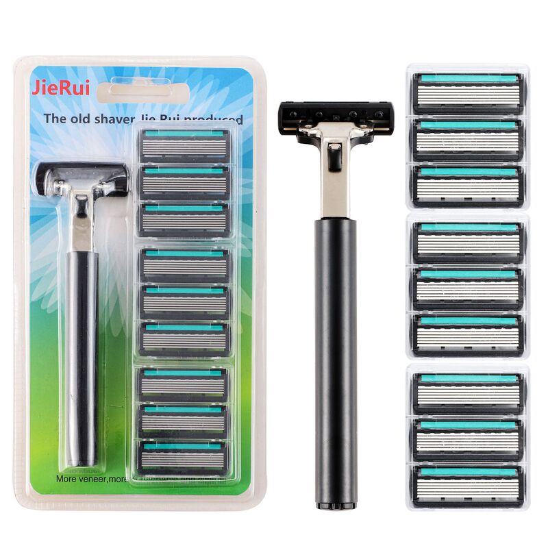 Factory direct supply Jie Rui stainless steel 6-layer razor blade old manual men's razor 1 blade 9 blade