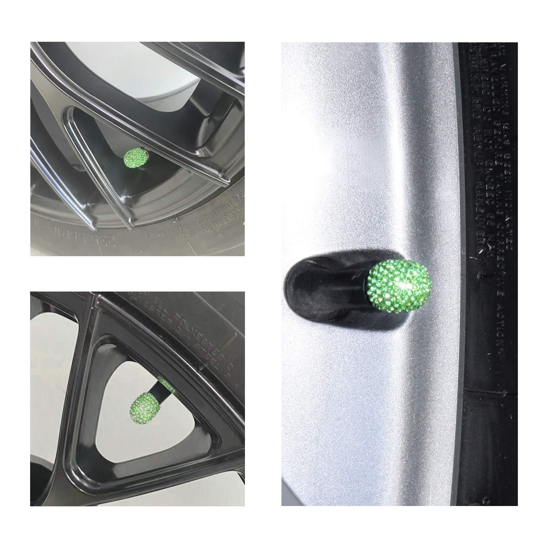Car Tire Valve Caps with Rhinestones, Ceramic Full Diamond Valve Core Covers for Cars, Diamond Tire Caps for Women