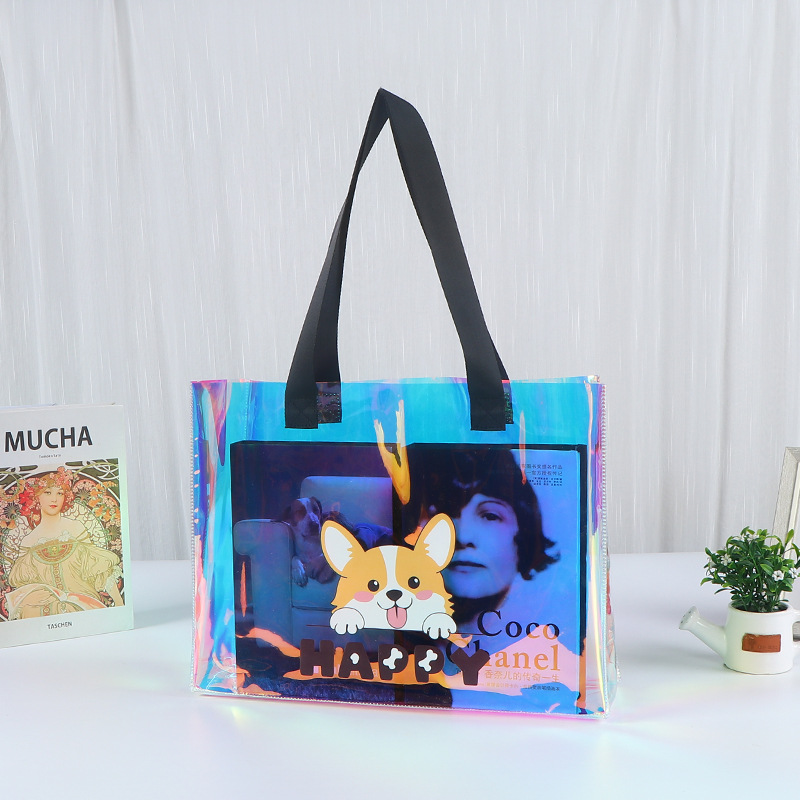 Bolsa de mano láser de PVC personalizada exhibición de regalos transparentes bolsas de regalo coloridas paquetes de gelatina transparentes personalizados