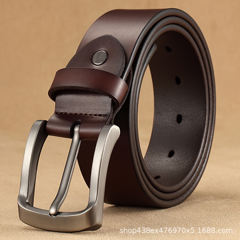 Fashion Business Vintage Men's Leather Belt with Alloy Pin Buckle and Daily Buckle Real Leather Waistband Men's Waistband Direct from Manufacturer