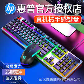 惠普键盘鼠标套装有线机械手感背光电竞游戏办公台式电脑USB适用