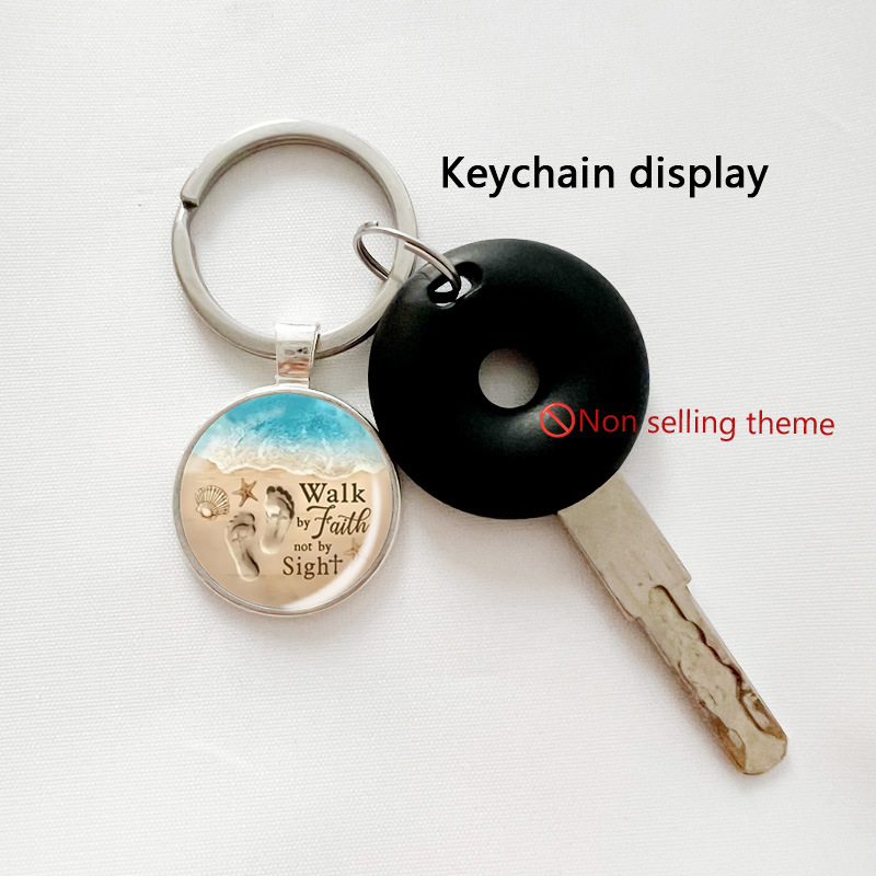 (2개) TEMU 국경 간 폭발 기독교 텍스트 시간 보석 금속 키 체인 창조적 인 작은 선물