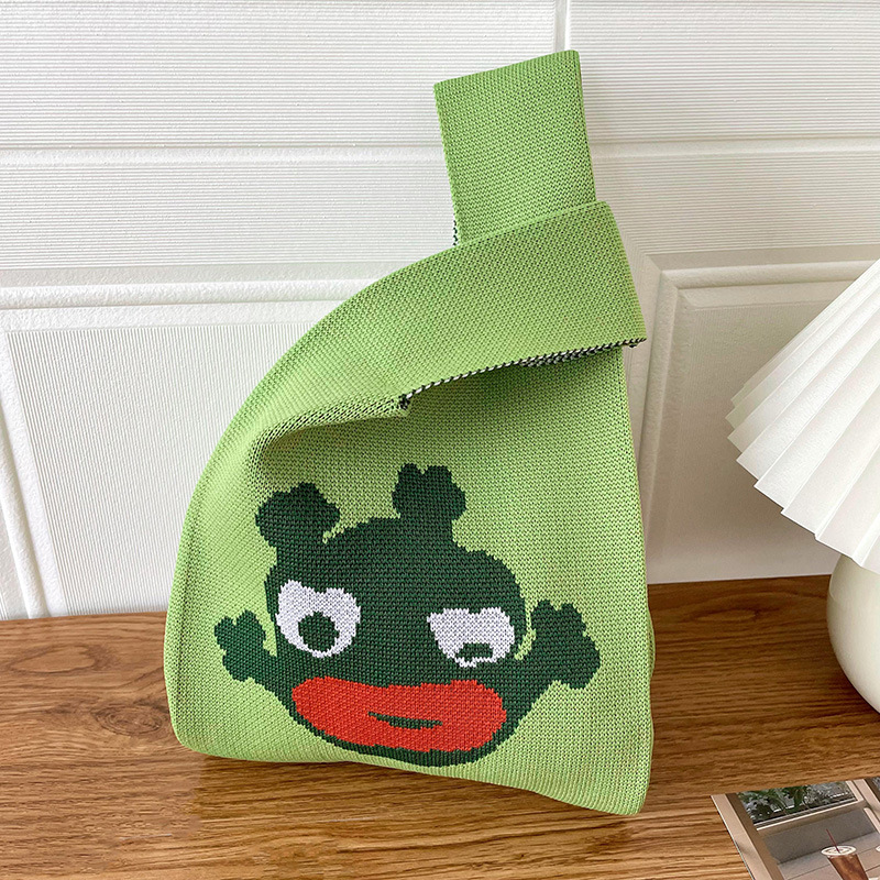 Bolsa de las mujeres de estilo coreano diseño de nicho lindo bolso de mano de punto de dibujos animados calle estudiante gran capacidad bolsa de las axilas