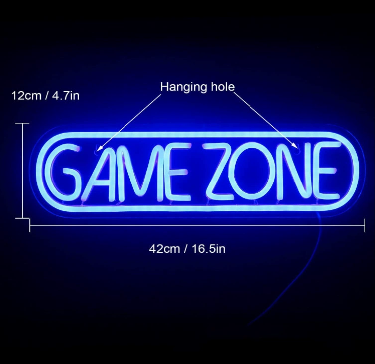 Неоновая светящаяся игровая панель для помещений, светящаяся LED-вывеска (игровая тема)