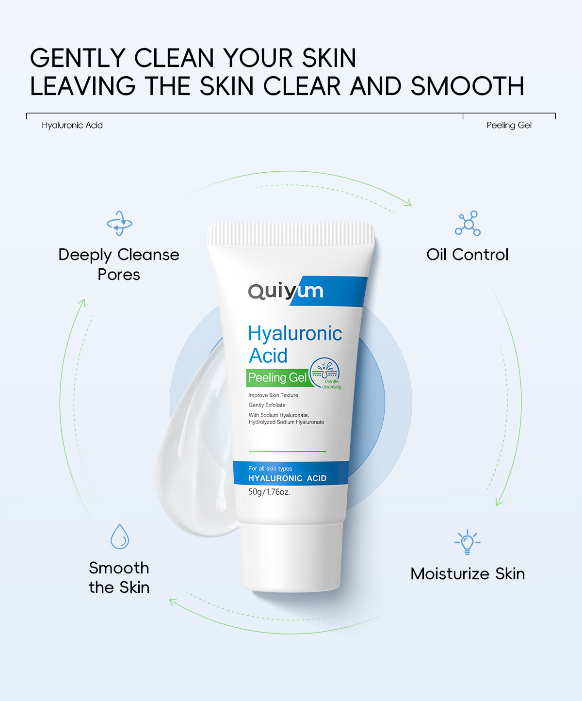 Cross-border new product quiyum Hyaluronic acid Exfoliating Scrub 50g for cleansing facial skin is in stock and available for delivery from the manufacturer undefined